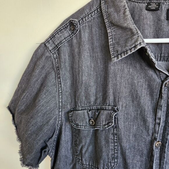 Buffalo David Bitton Short Sleeve Button Down Pocket Shirt Men's XL Gray 0879 - Picture 5 of 12